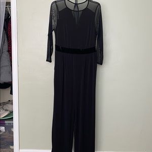 Black jumpsuit with mesh and velvet